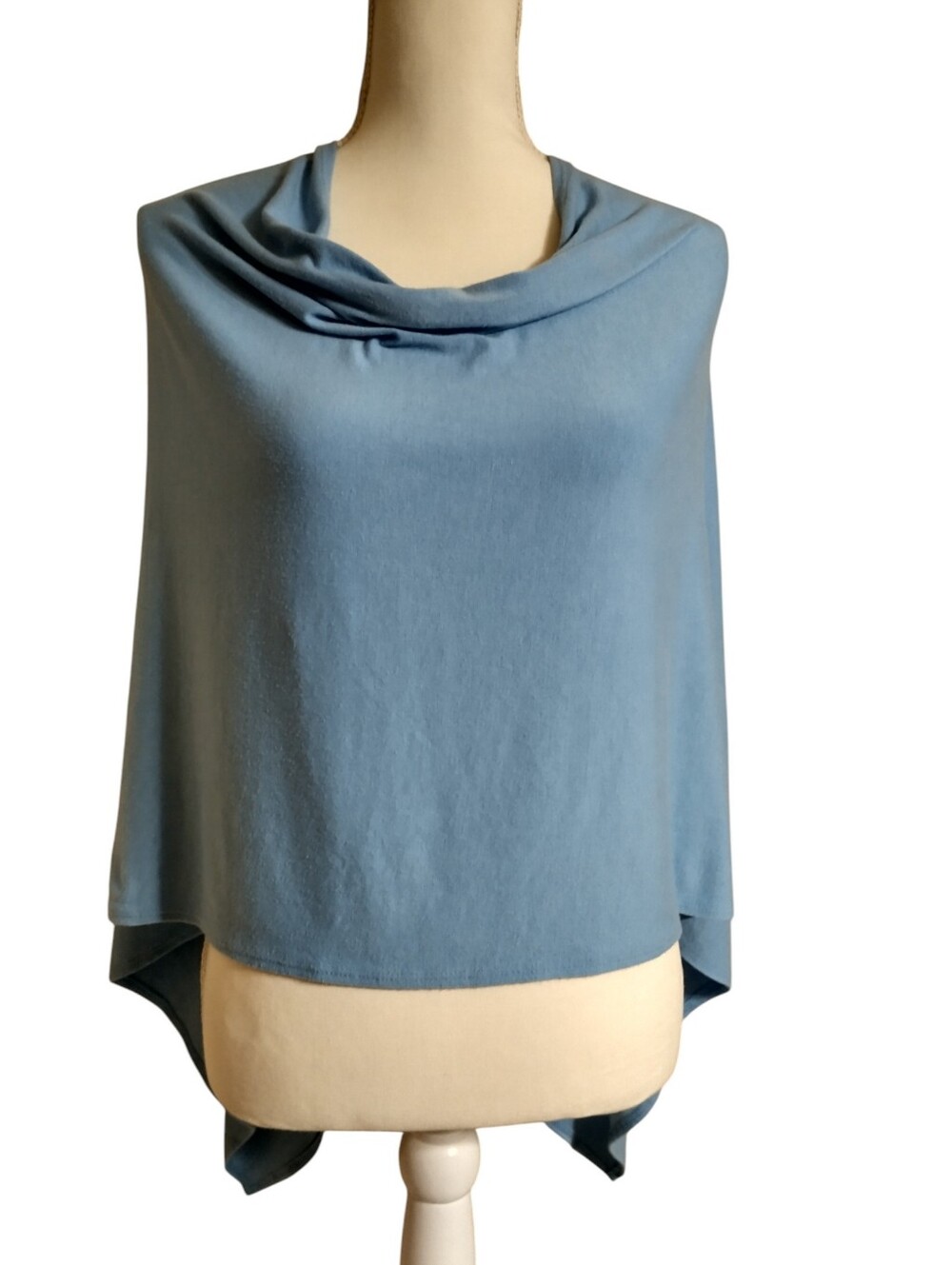 Light Blue Cowl Neck Poncho